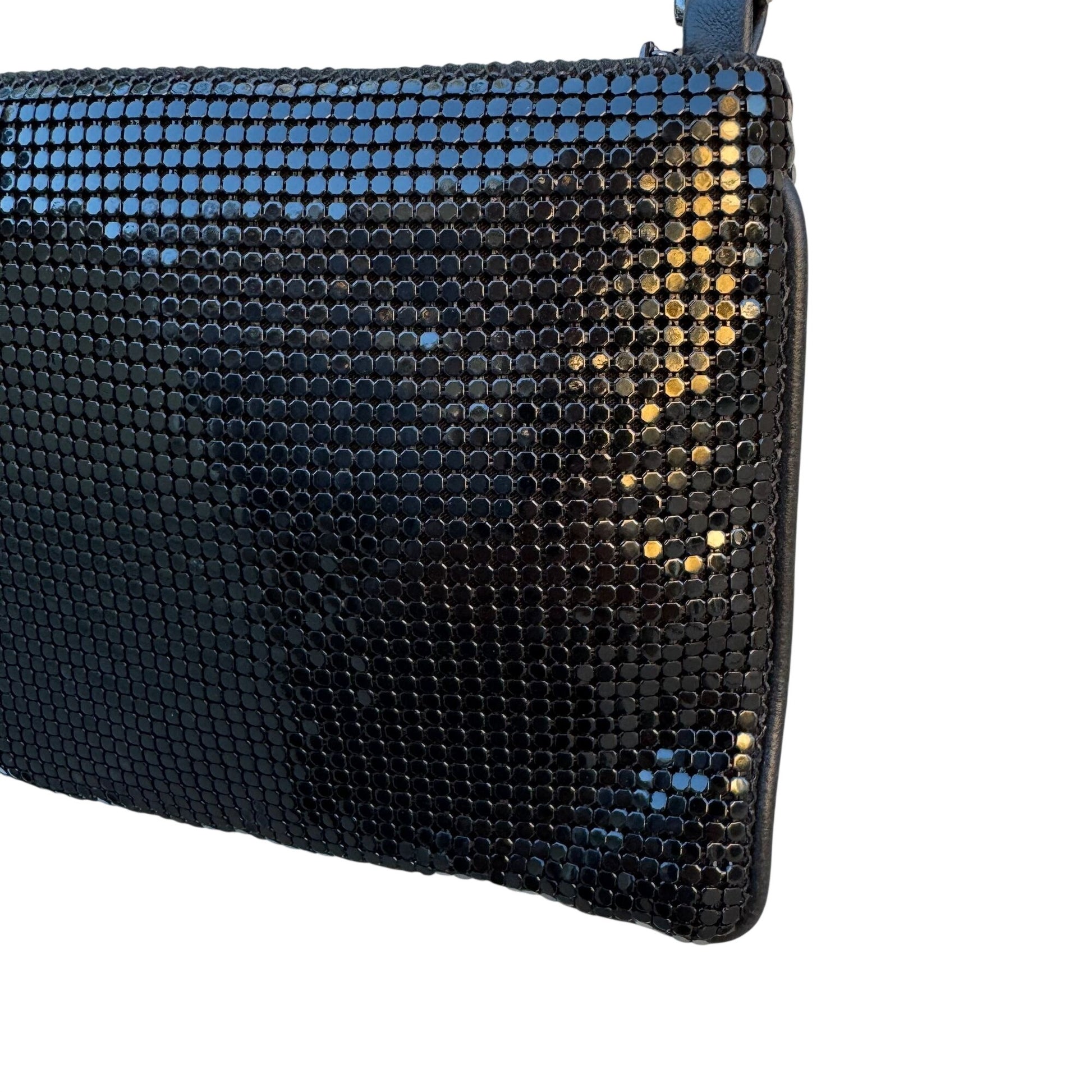 Whiting & Davis Vintage Womens Black Metallic Mesh Evening Bag Party Glam Formal