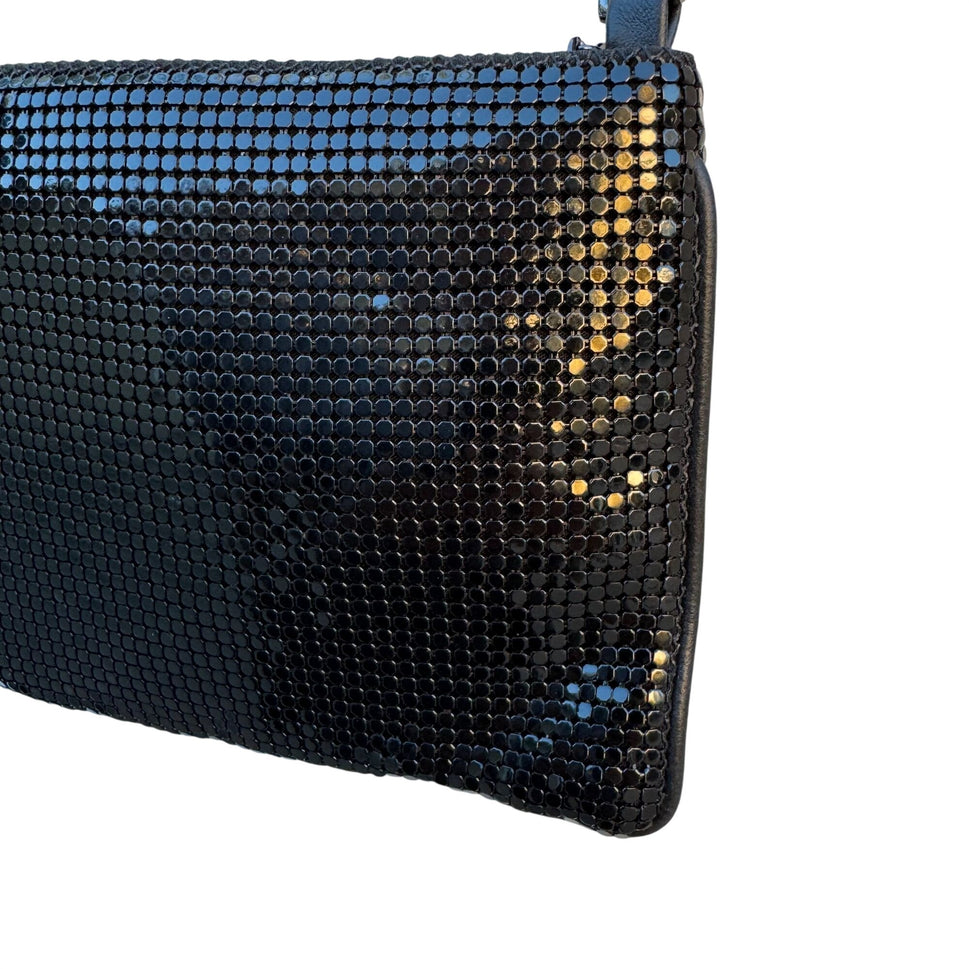 Whiting & Davis Vintage Womens Black Metallic Mesh Evening Bag Party Glam Formal