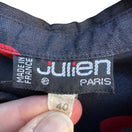 Switch Julien Paris Vintage Womens Black Red Polka Dot Button 3/4 Sleeve Flowy Blouse L 2 image