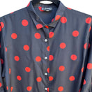 Switch Julien Paris Vintage Womens Black Red Polka Dot Button 3/4 Sleeve Flowy Blouse L 3 image