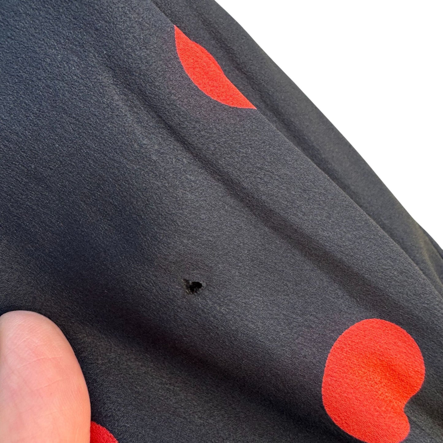 Julien Paris Vintage Womens Black Red Polka Dot Button 3/4 Sleeve Flowy Blouse L