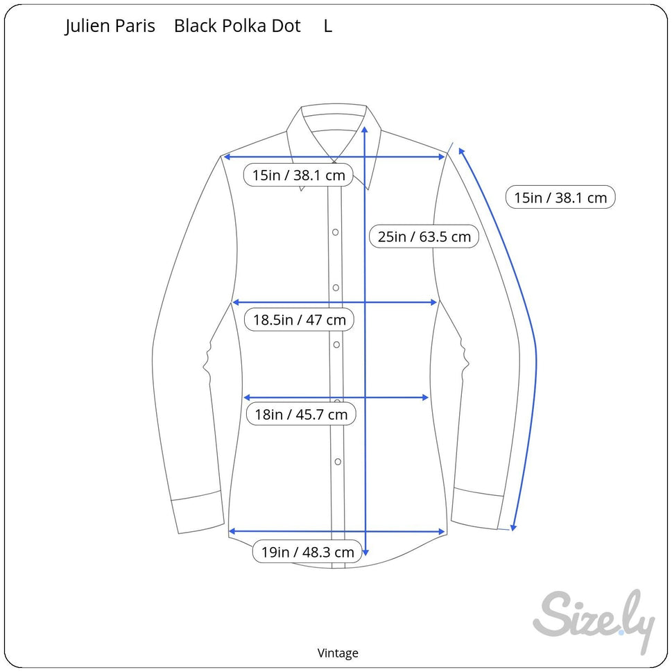 Julien Paris Vintage Womens Black Red Polka Dot Button 3/4 Sleeve Flowy Blouse L