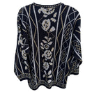 Switch Dana Scott Vintage Metallic Floral Knit Sweater Cottage Glam M Black Gold Silver 2 image