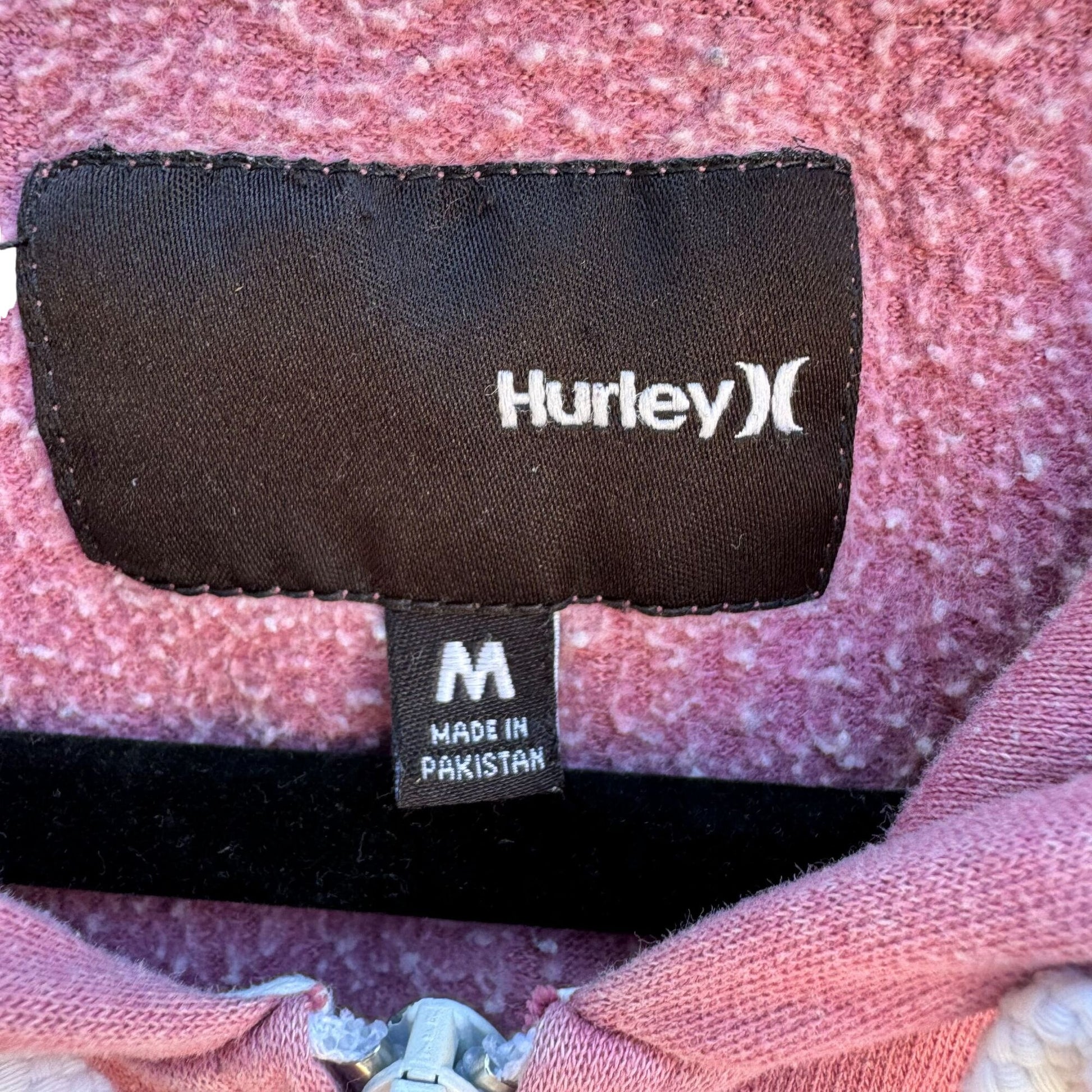 Hurley Vintage Y2K Womens Pink Zip Front Graphic Print Long Sleeve Hoodie Medium