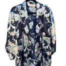 Switch Victorias Secret Vintage Gold Label Floral Satin Robe Navy Long Pockets NO BELT 3 image