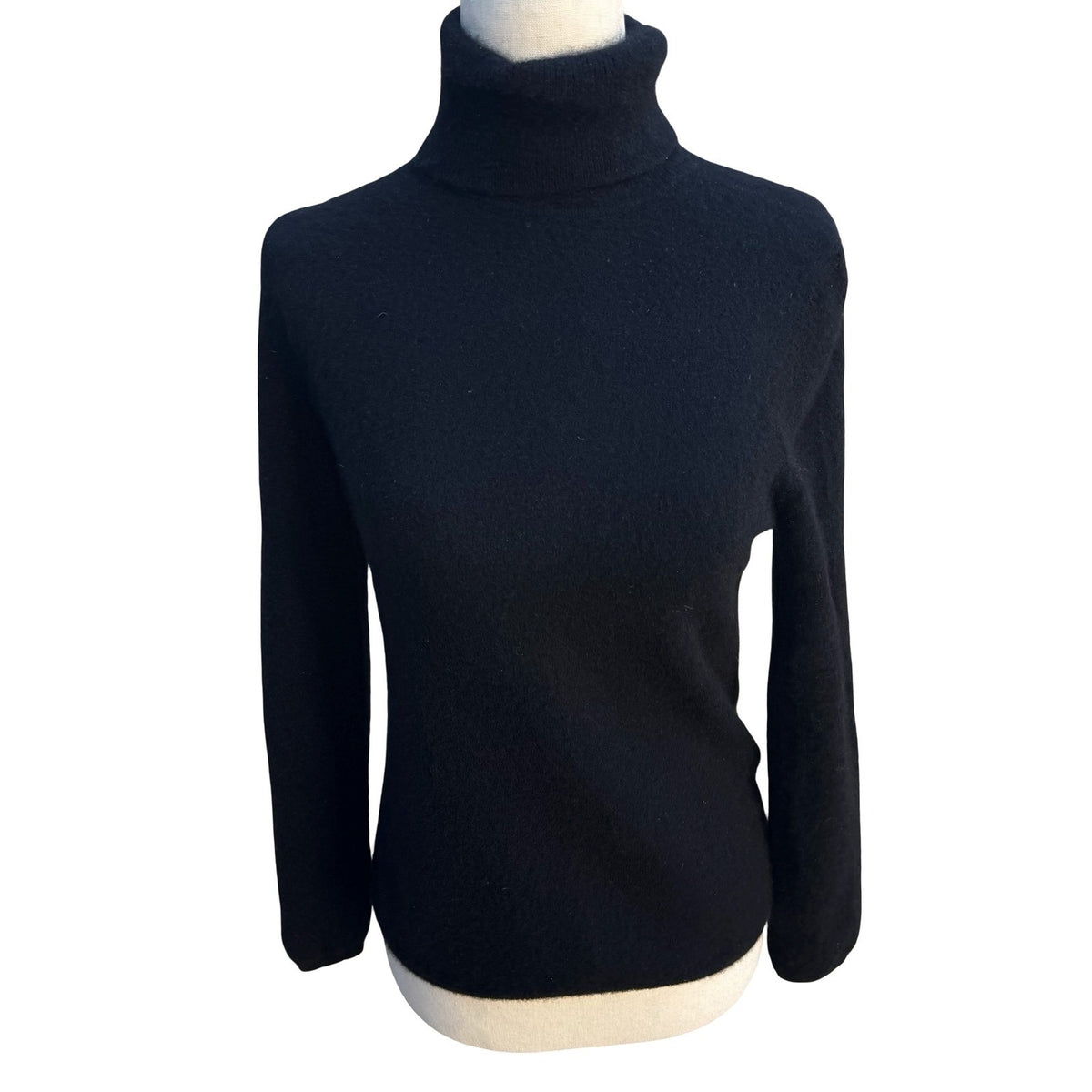 Charter Club 2-Ply Cashmere Quiet Luxury Minimalist Turtleneck Sweater Black M