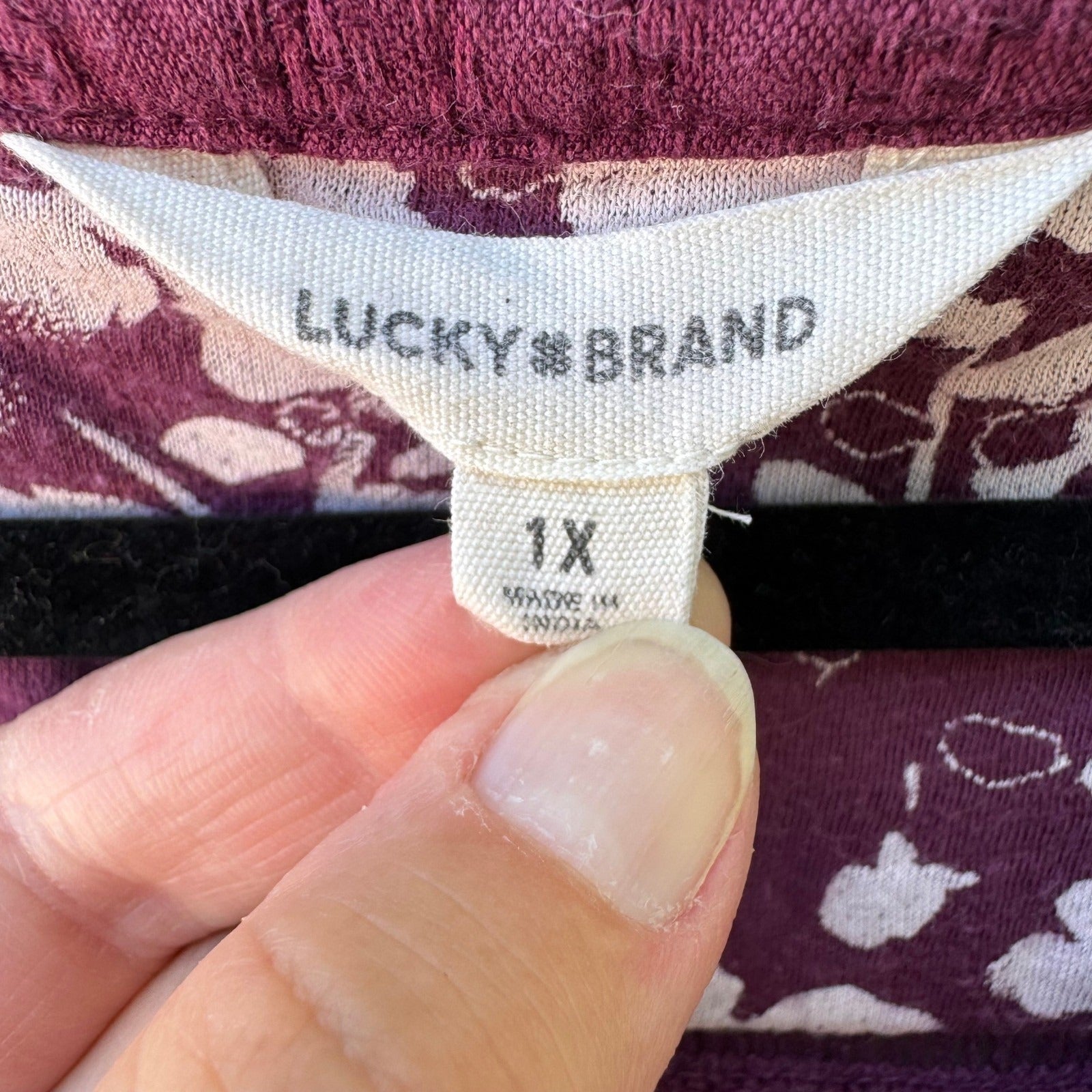 Lucky Brand Romantic Hippie Floral Embroidered Boho Peasant Blouse Top Plum 1X