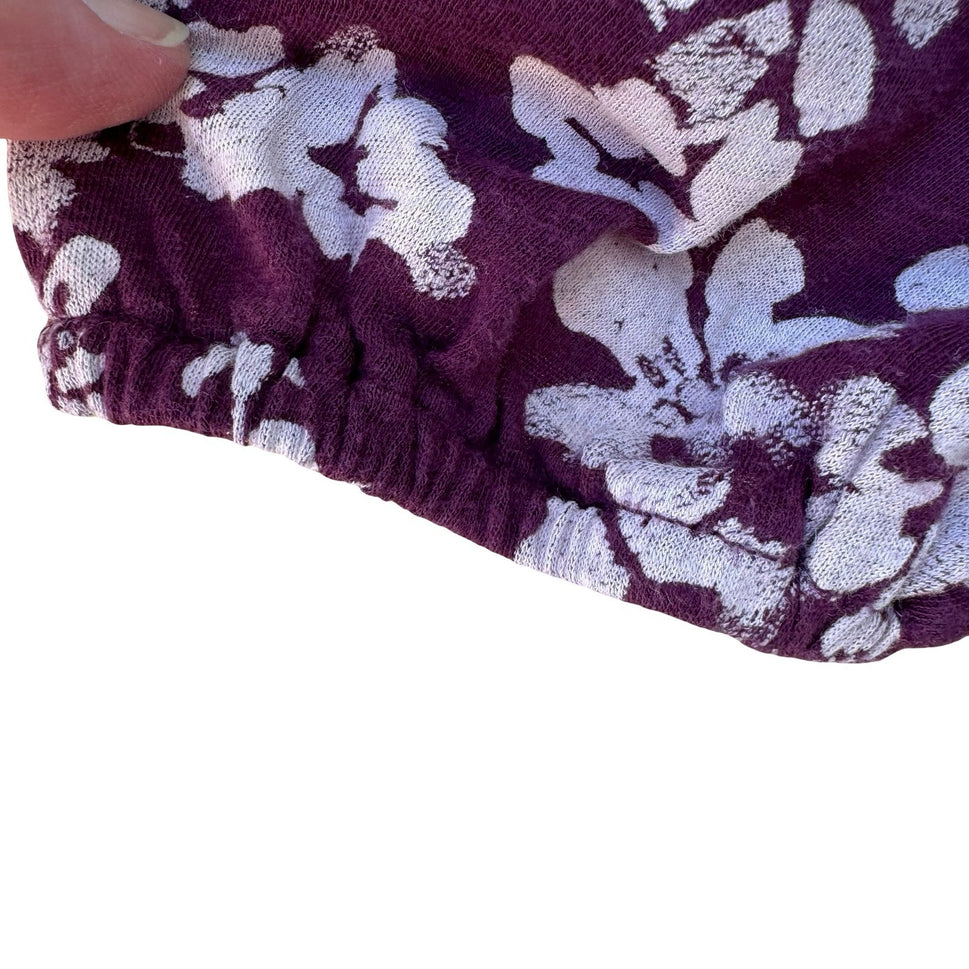 Lucky Brand Romantic Hippie Floral Embroidered Boho Peasant Blouse Top Plum 1X
