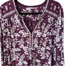 Switch Lucky Brand Romantic Hippie Floral Embroidered Boho Peasant Blouse Top Plum 1X 3 image