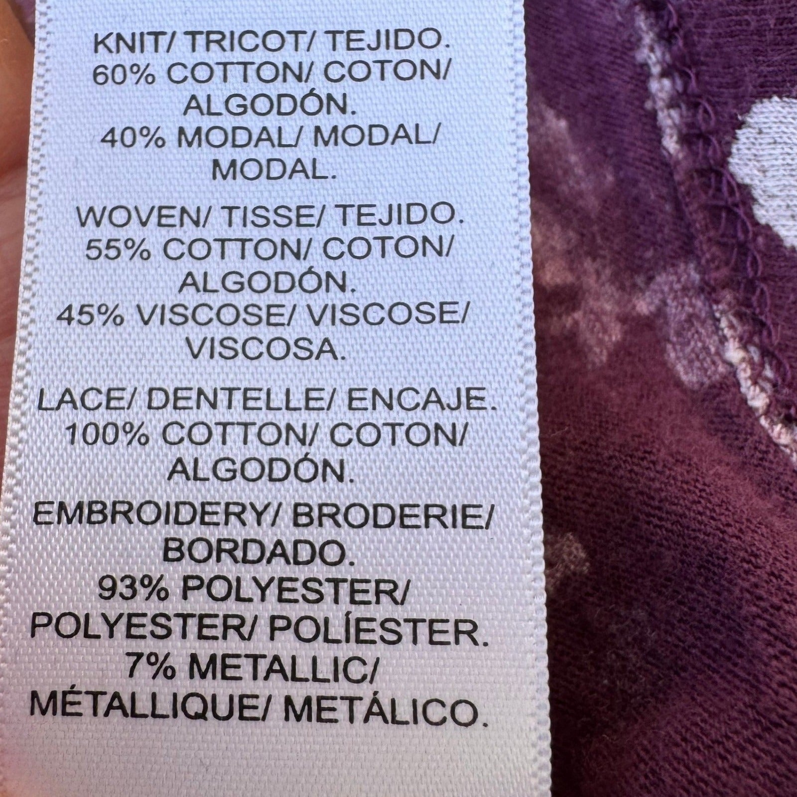 Lucky Brand Romantic Hippie Floral Embroidered Boho Peasant Blouse Top Plum 1X