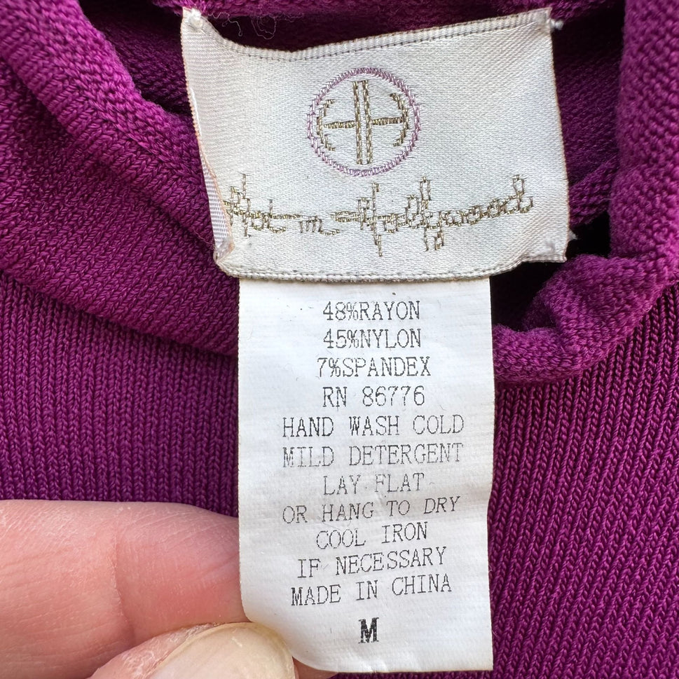 Hot In Hollywood Vintage Womens M Purple Turtleneck Long Sleeve Knit Sweater