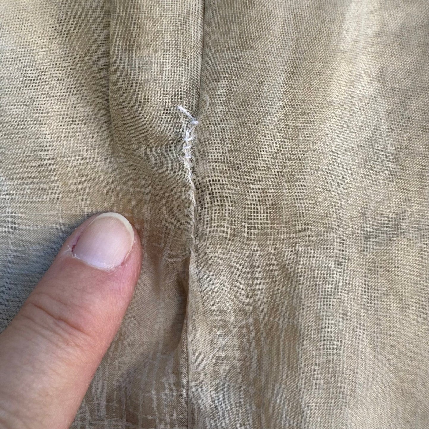 Vintage Gauze Sheer Layered Midi Skirt Textured Grid Pattern Neutral Minimalist
