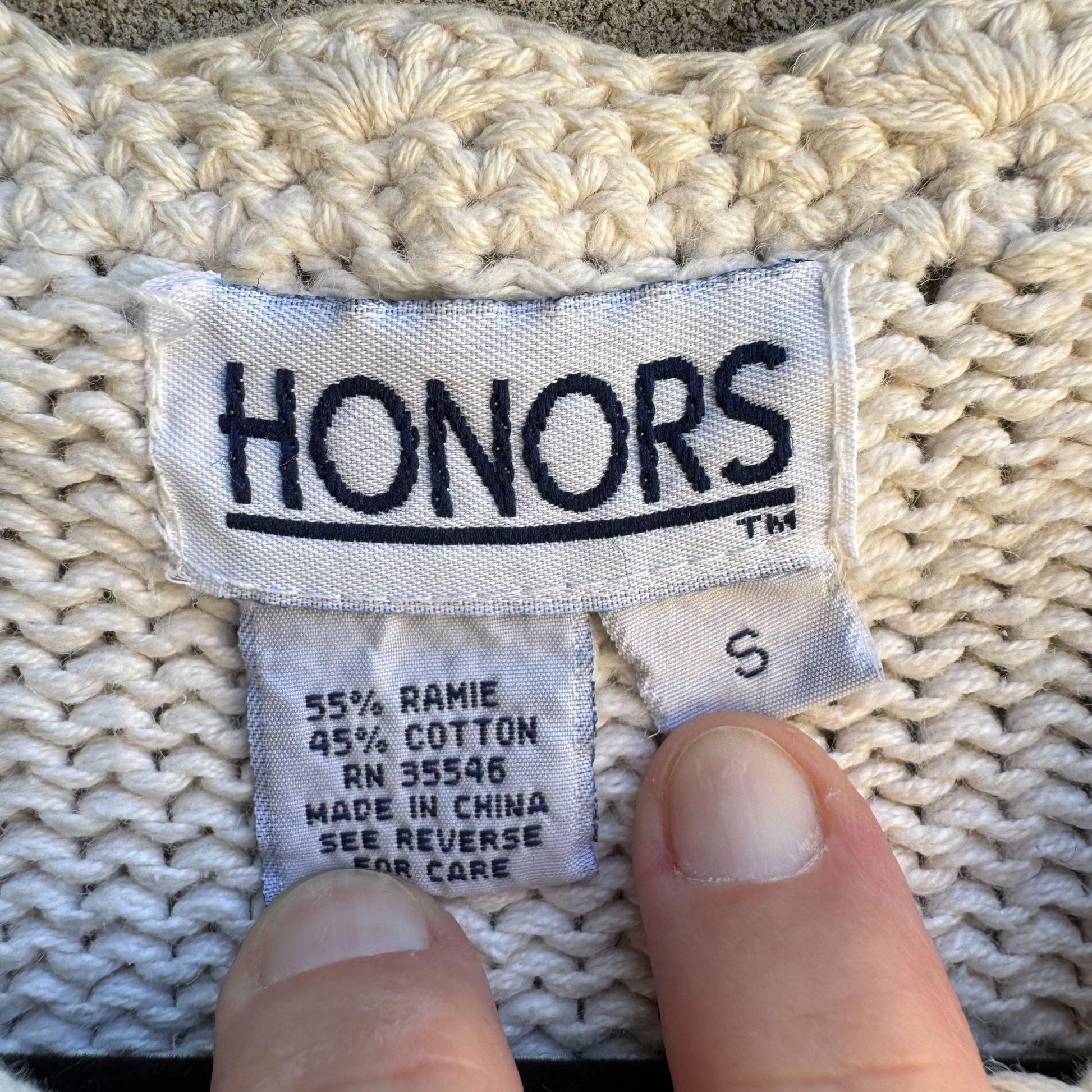 Honors Vintage Womens Floral Geometric Knit Cottage Granny Oversized Sweater S