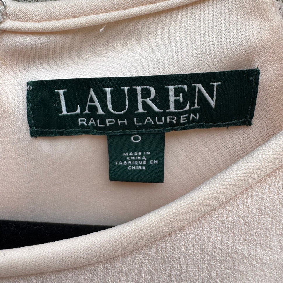 Lauren Ralph Lauren Pale Pink Lace Shoulder Flutter Sleeve Dress Size 0 Coquette