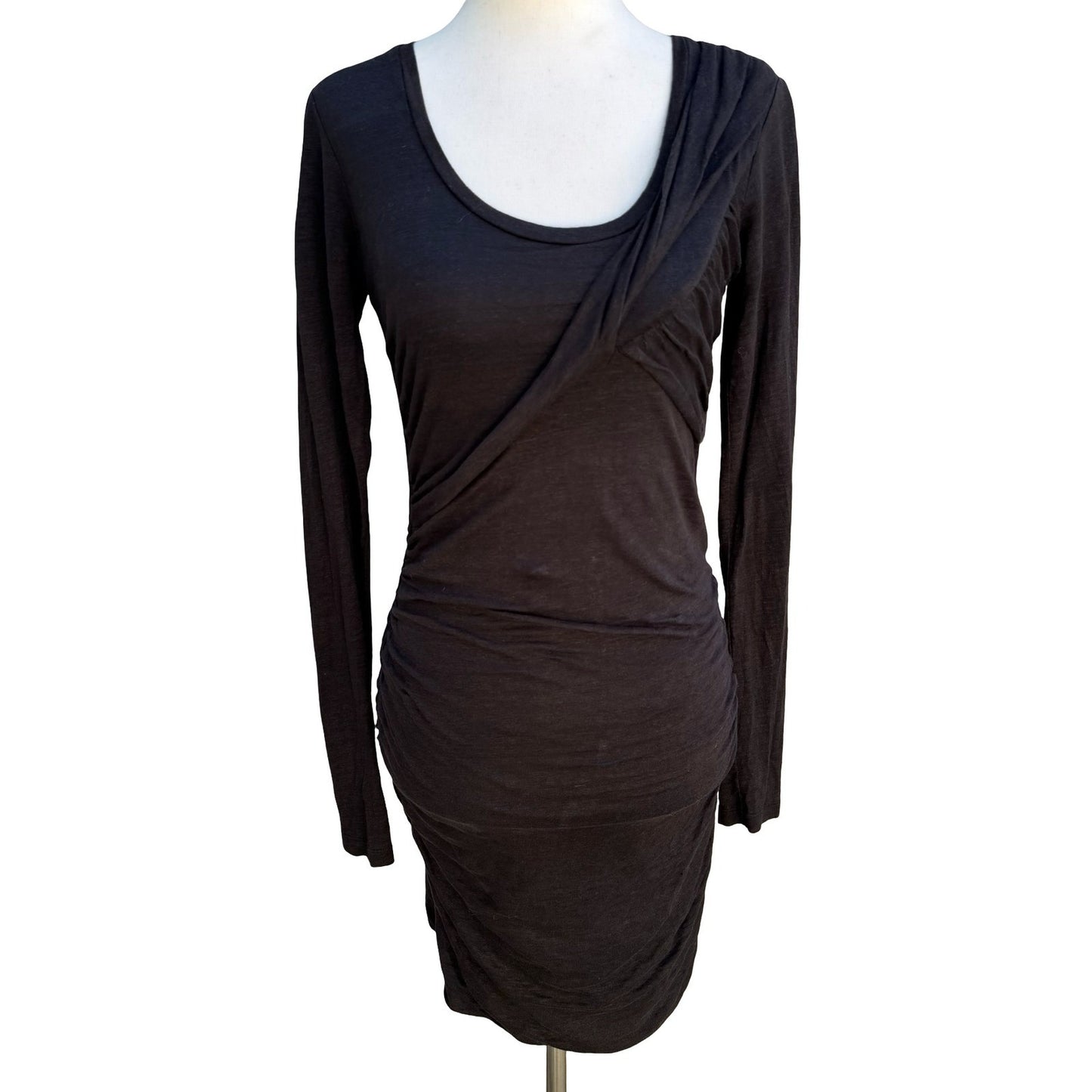 Joe's Jeans Minimalist Lagenlook Linen Blend Ruched Draped Bodycon Mini Dress S
