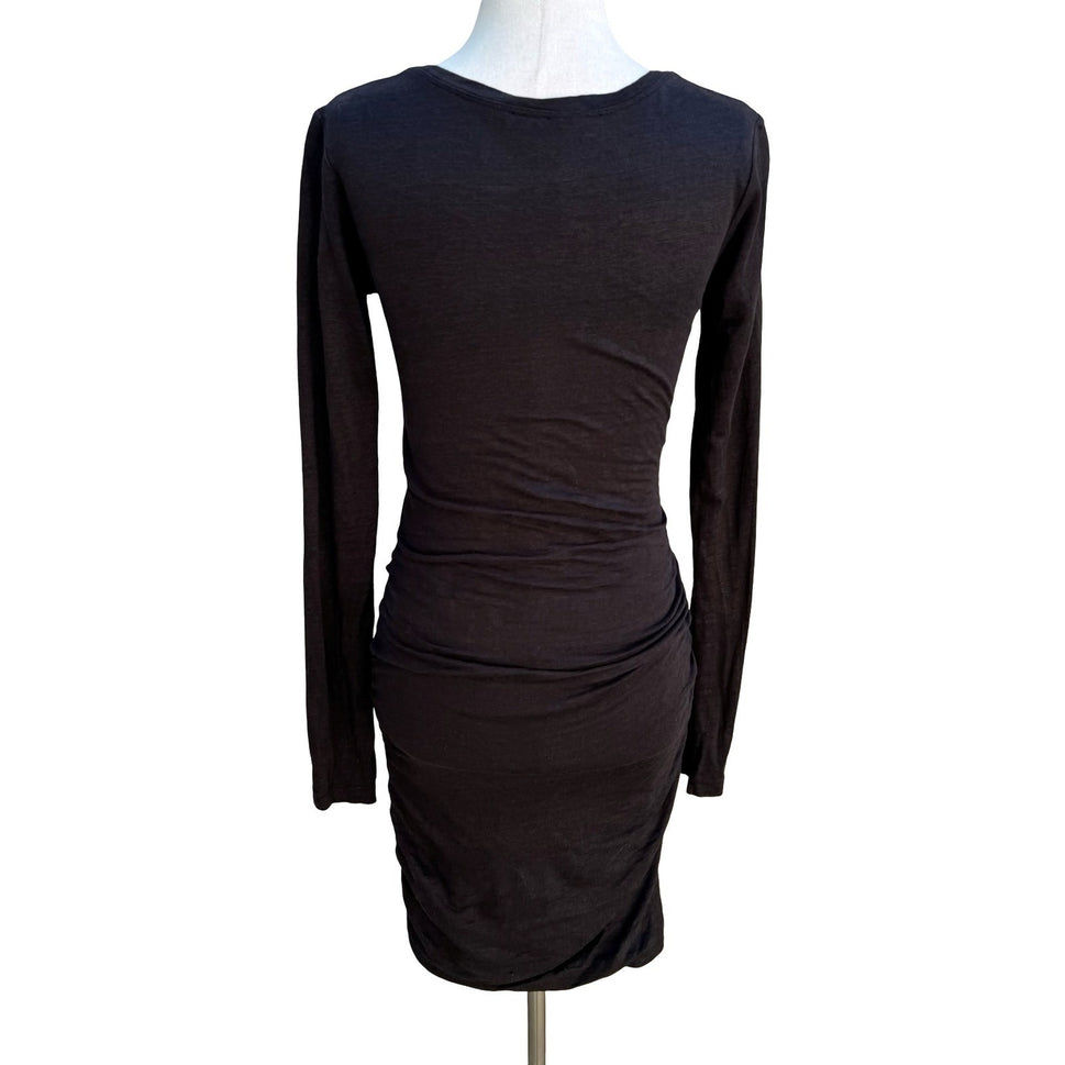 Joe's Jeans Minimalist Lagenlook Linen Blend Ruched Draped Bodycon Mini Dress S