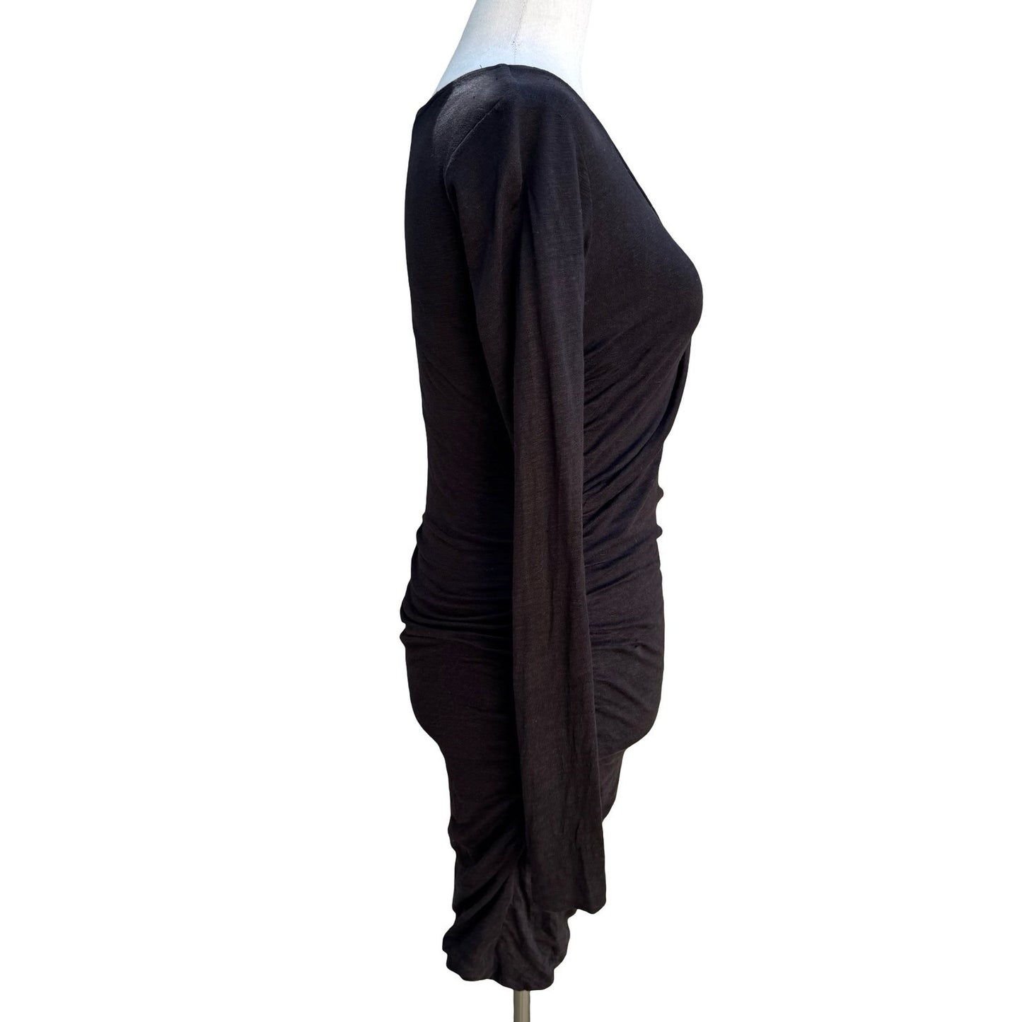 Joe's Jeans Minimalist Lagenlook Linen Blend Ruched Draped Bodycon Mini Dress S