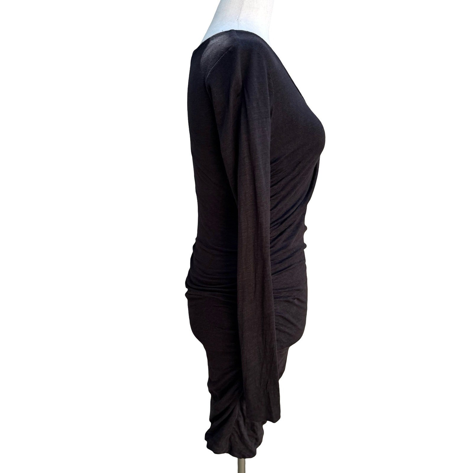Joe's Jeans Minimalist Lagenlook Linen Blend Ruched Draped Bodycon Mini Dress S