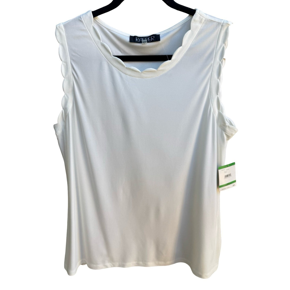 Kasper Scalloped Trim Careerwear Professional Shell Top Vanilla Ice Women L NWT