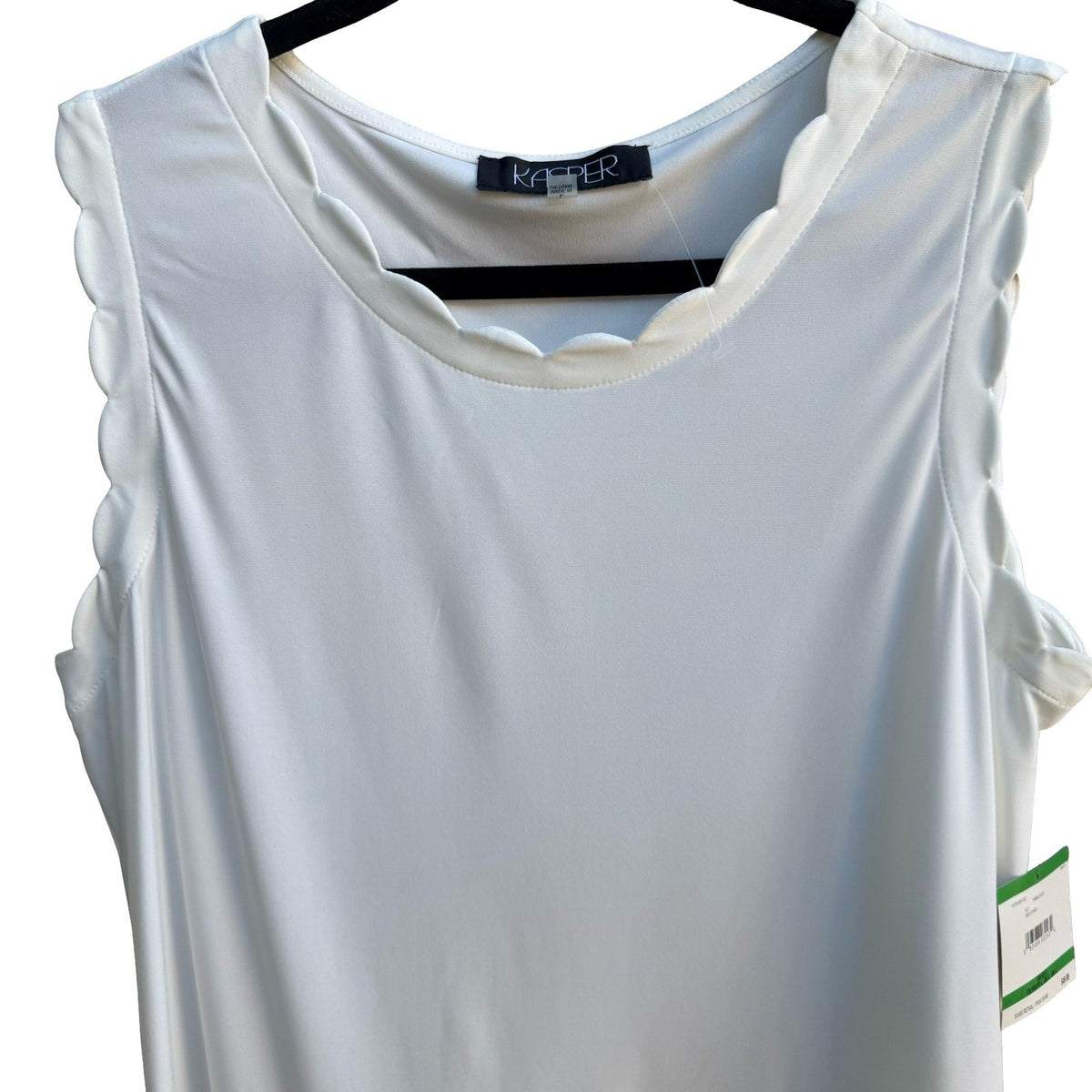 Kasper Scalloped Trim Careerwear Professional Shell Top Vanilla Ice Women L NWT