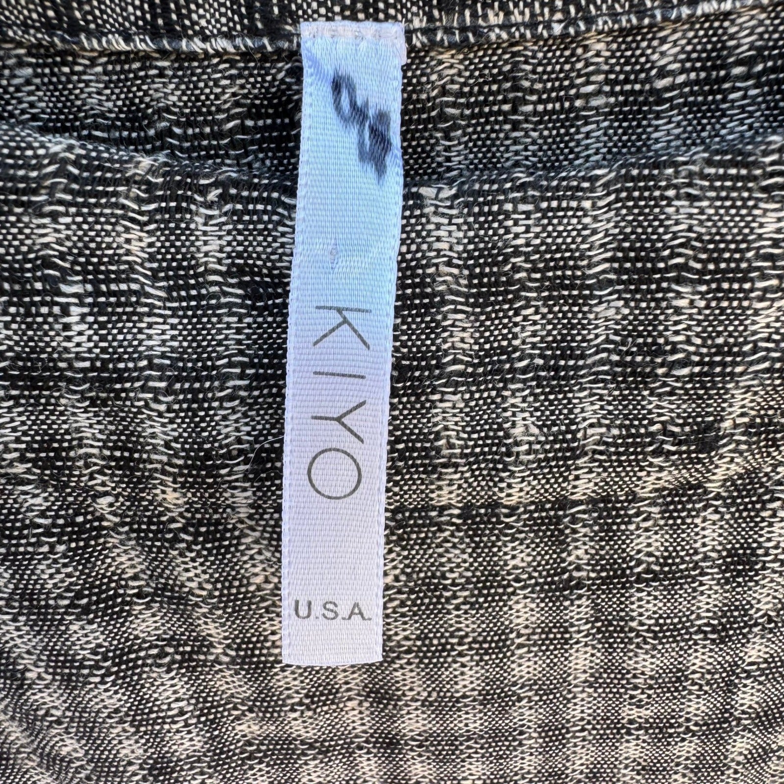 Kiyo 100% Linen Coastal Gingham Tunic Blouse Lagenlook Boxy Oversized Womens M