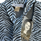 Switch Carolyn Strauss Collection Blue Zebra Print V Neck Tie Scarf Collar Blouse New S 3 image