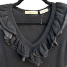 Switch Neiman Marcus Cashmere Coquette Balletcore Quiet Luxury Ruffle V-Neck Sweater M 3 image