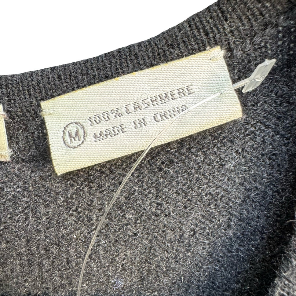 Neiman Marcus Cashmere Coquette Balletcore Quiet Luxury Ruffle V-Neck Sweater M