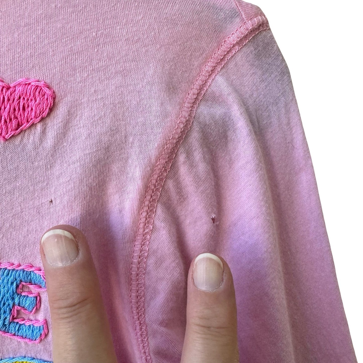 Ankh Pink True Love Embroidered Fairycore Harajuku Baby Tee Y2K Graphic Top M