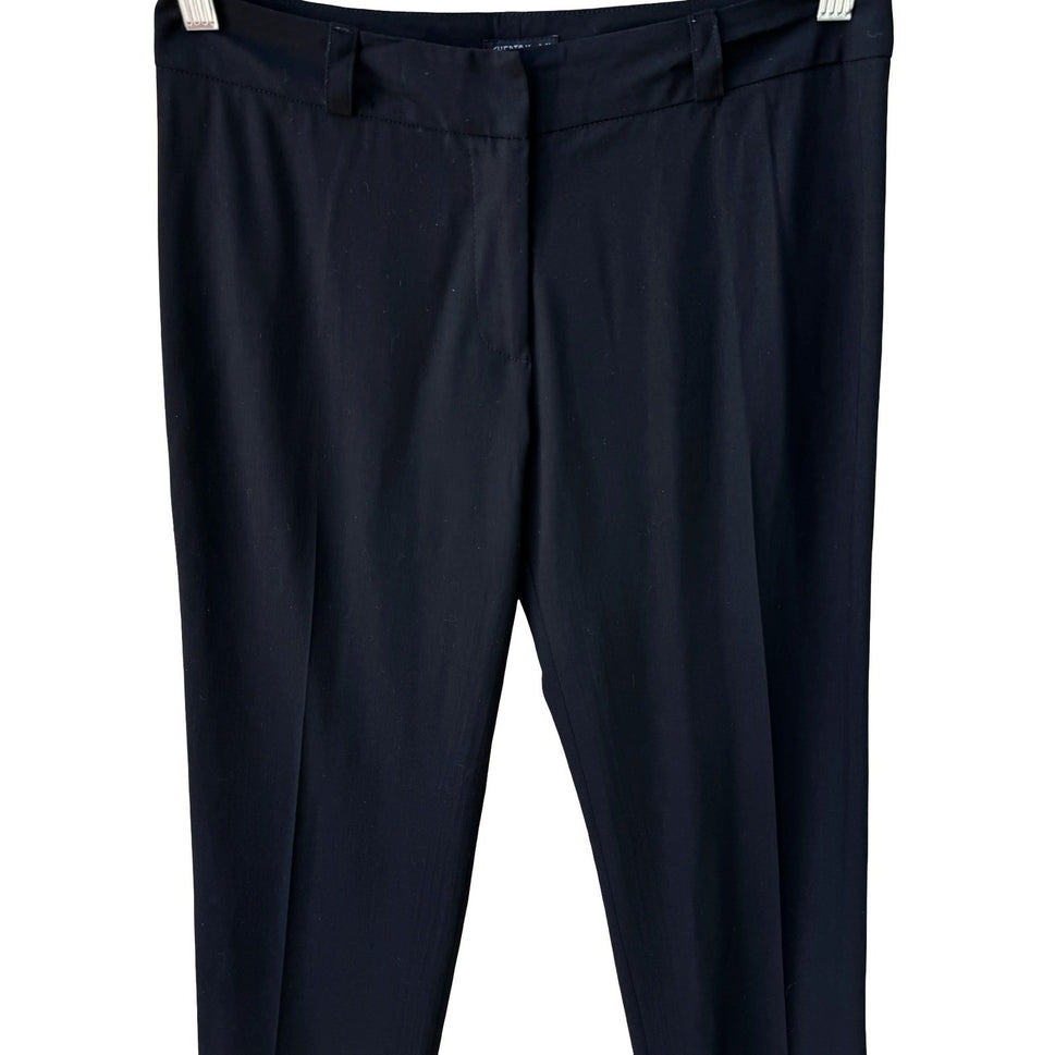 Chertok-Yi Y2K Tailored Minimalist Black Trousers Back Contrast Stitching Pants