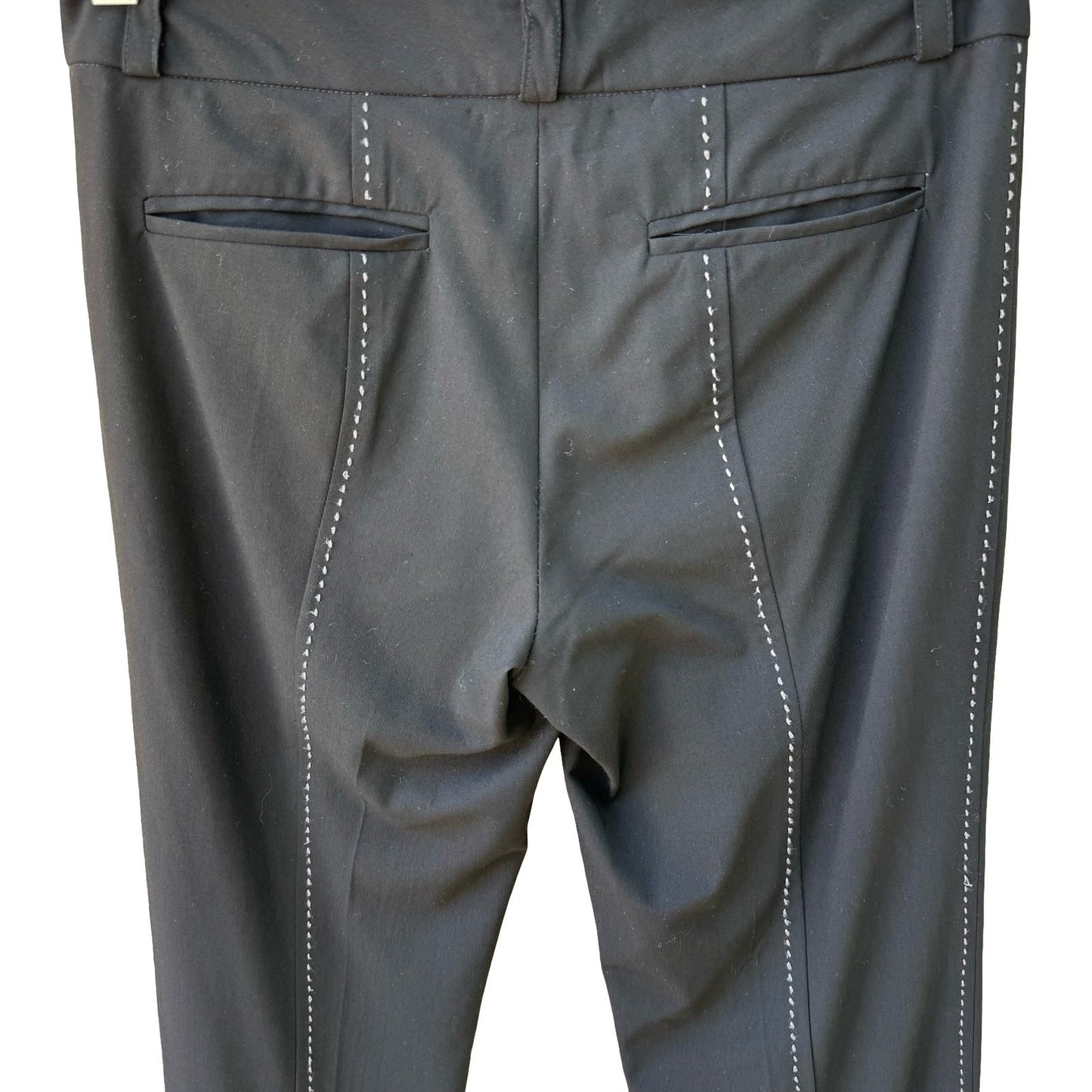 Chertok-Yi Y2K Tailored Minimalist Black Trousers Back Contrast Stitching Pants