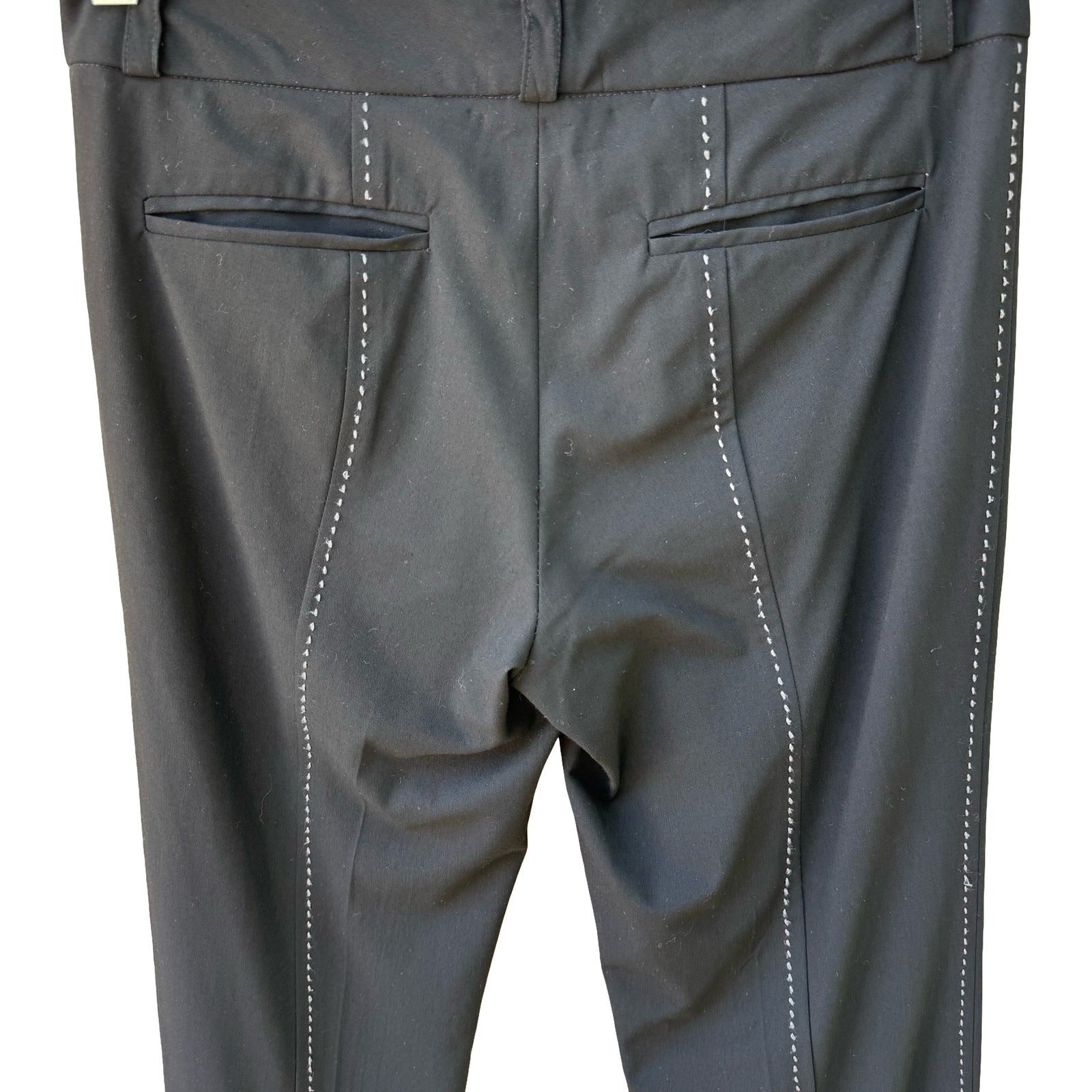 Chertok-Yi Y2K Tailored Minimalist Black Trousers Back Contrast Stitching Pants