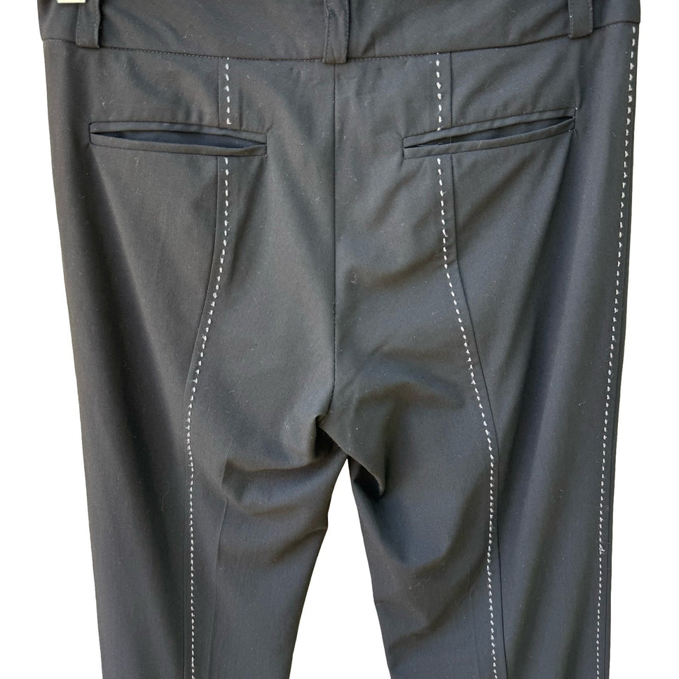 Chertok-Yi Y2K Tailored Minimalist Black Trousers Back Contrast Stitching Pants