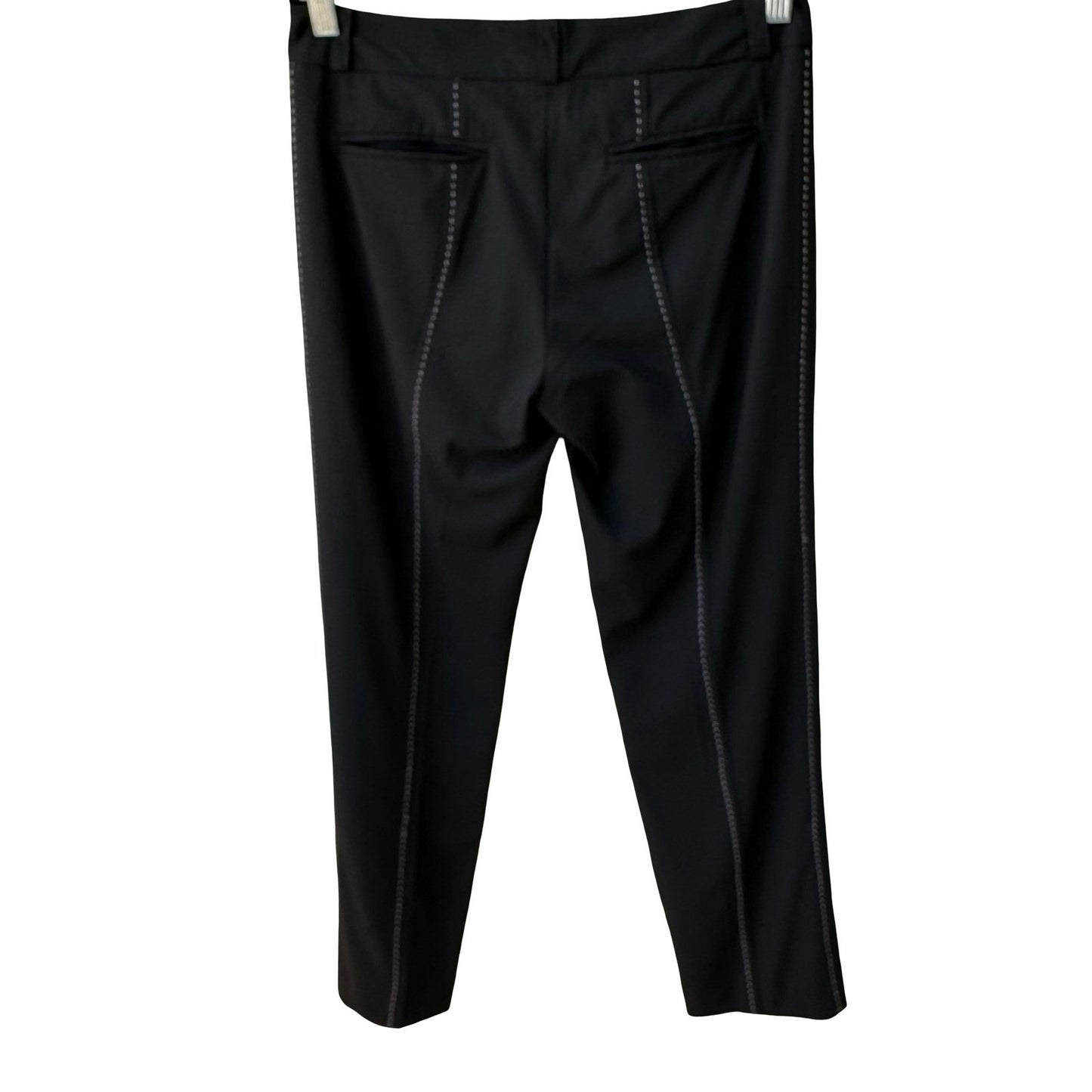 Chertok-Yi Y2K Tailored Minimalist Black Trousers Back Contrast Stitching Pants