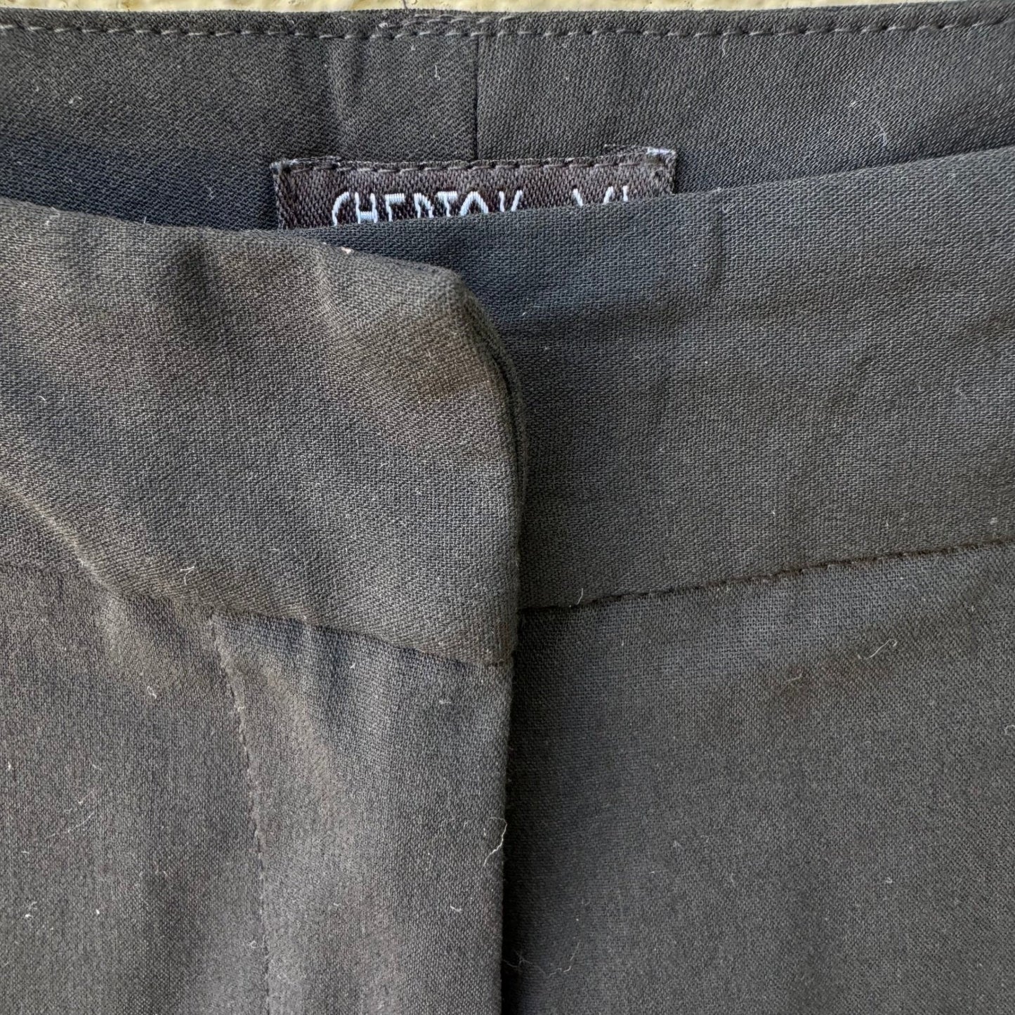 Chertok-Yi Y2K Tailored Minimalist Black Trousers Back Contrast Stitching Pants