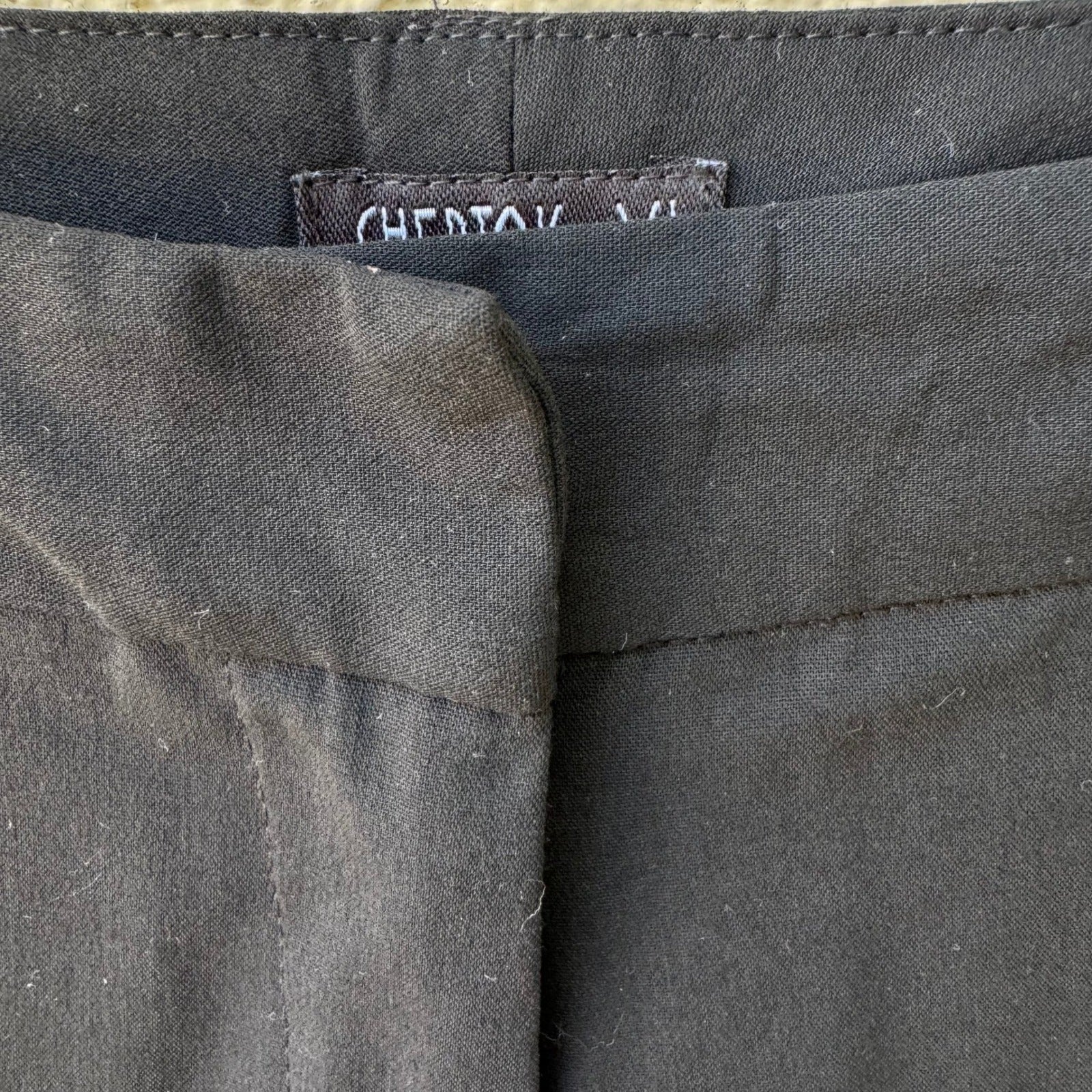Chertok-Yi Y2K Tailored Minimalist Black Trousers Back Contrast Stitching Pants