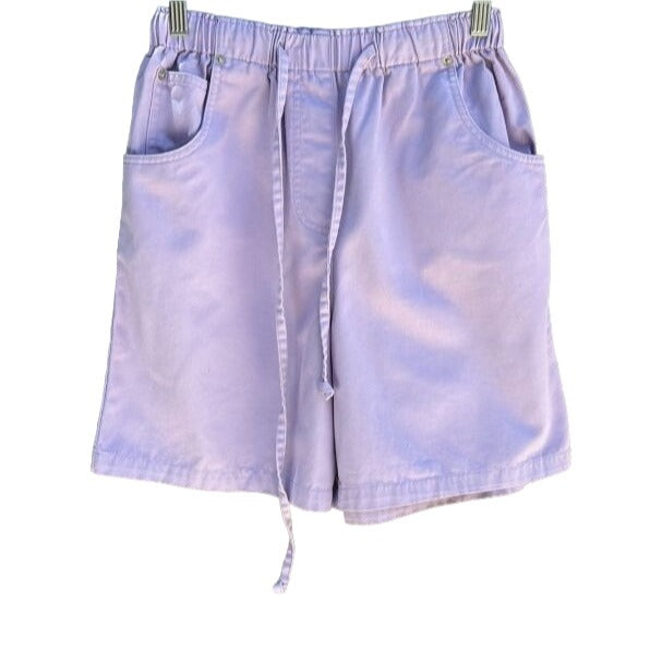 Denim & Co Vintage 80s Retro Purple Drawstring High Waist Women's Mom Shorts S