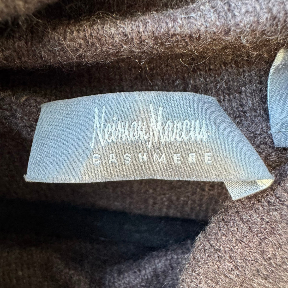 Neiman Marcus Cashmere Boho Quiet Luxury Fringe Cowl Neck Tunic Sweater Brown S