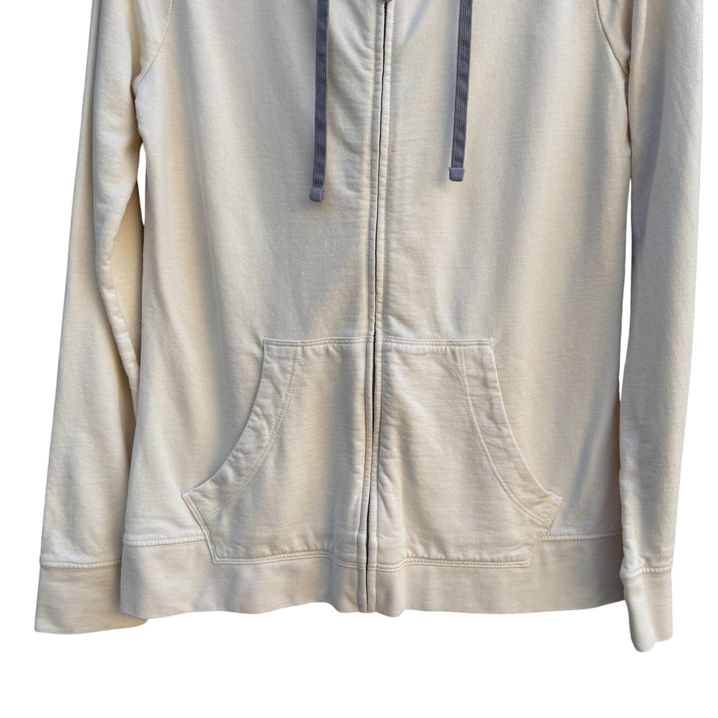 American Giant Womens Zip-Up Hoodie M Cream Cotton Blend USA Made Athleisure