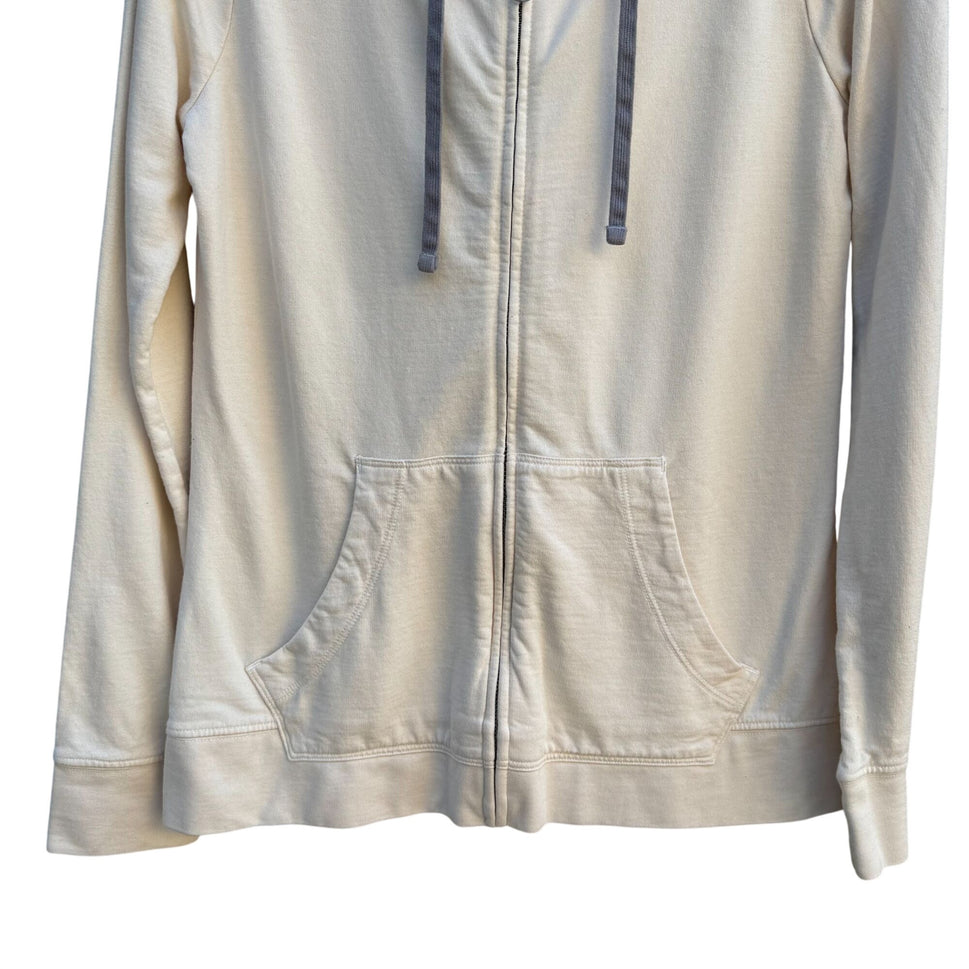 American Giant Womens Zip-Up Hoodie M Cream Cotton Blend USA Made Athleisure