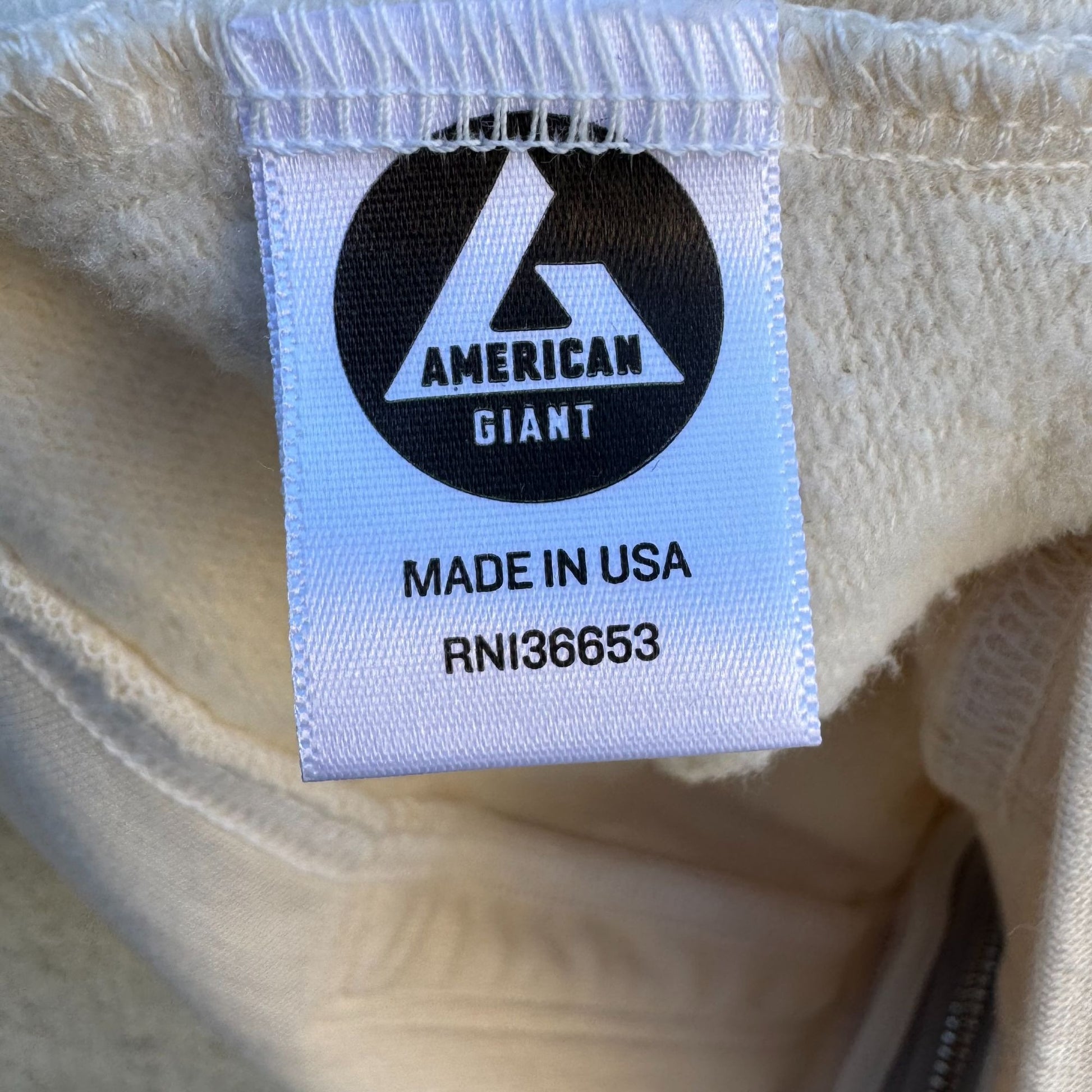 American Giant Womens Zip-Up Hoodie M Cream Cotton Blend USA Made Athleisure