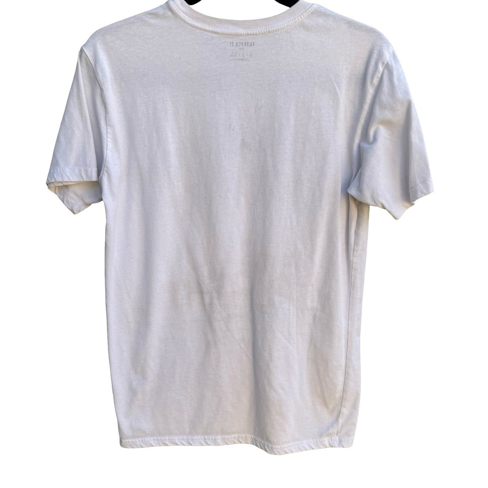 Forever 21 Living My Best Life Graphic Shirt Streetwear Collegiate White Mens S