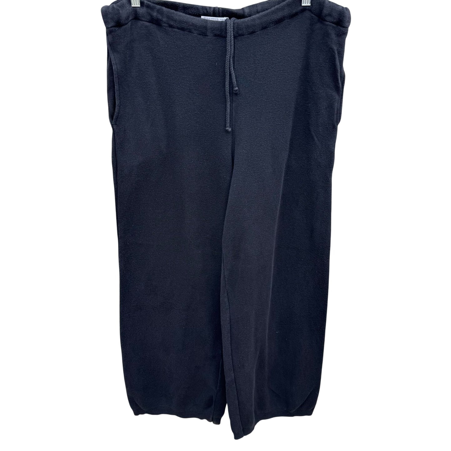 Joan Vass Black Fleece Drawstring Pants Women M Cozy Comfy Loungewear Athleisure