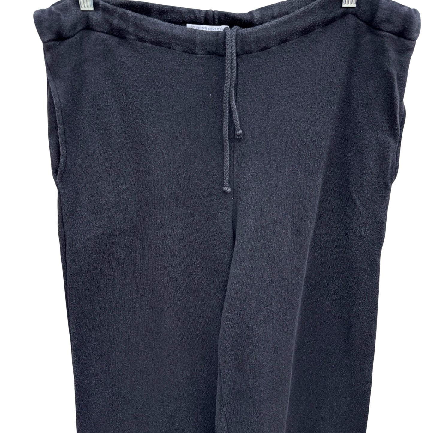 Joan Vass Black Fleece Drawstring Pants Women M Cozy Comfy Loungewear Athleisure