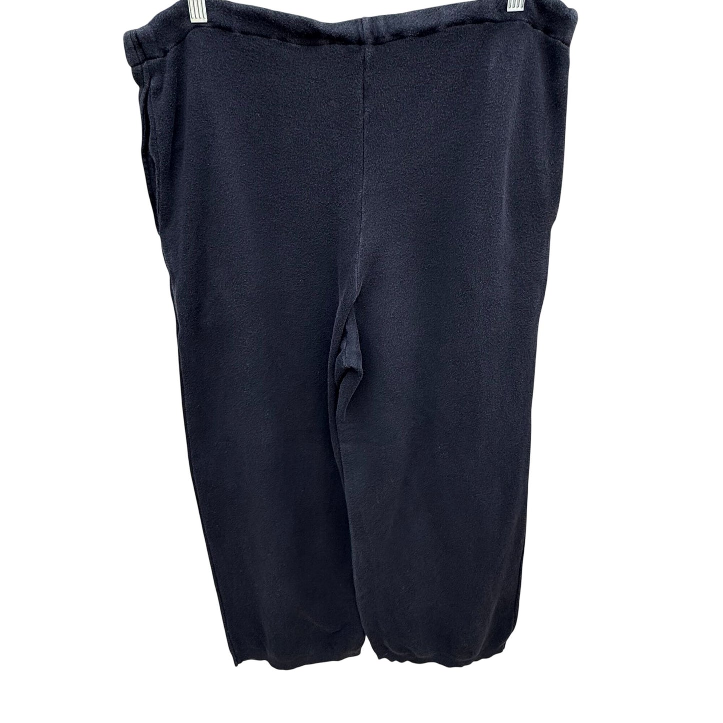 Joan Vass Black Fleece Drawstring Pants Women M Cozy Comfy Loungewear Athleisure