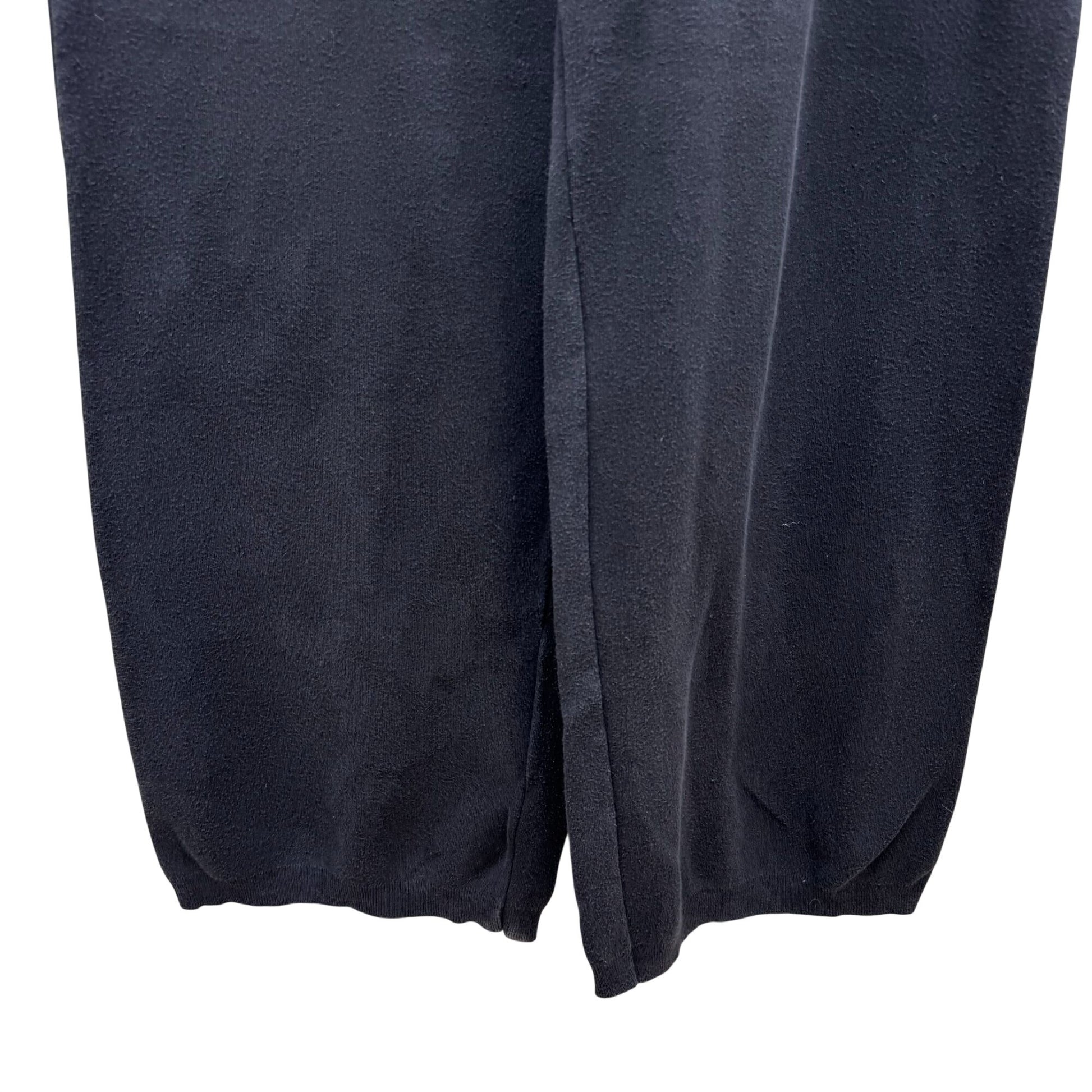 Joan Vass Black Fleece Drawstring Pants Women M Cozy Comfy Loungewear Athleisure