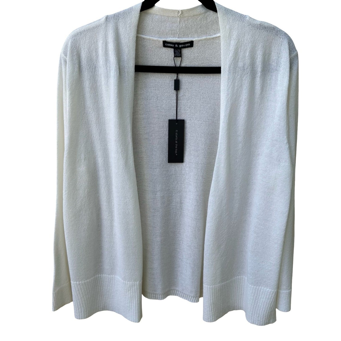 Cable & Gauge Minimalist Coastal Open Front Sheer Knit Cardigan Sweater XL NWT