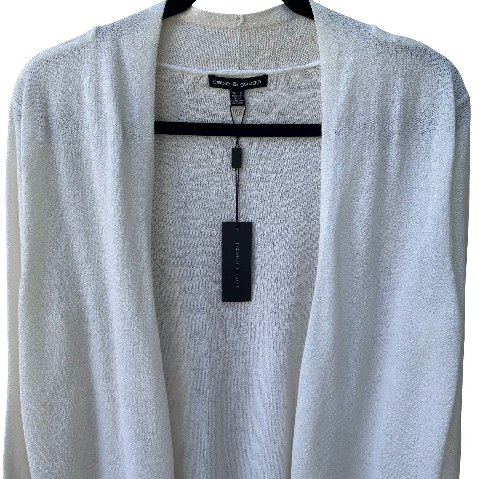 Cable & Gauge Minimalist Coastal Open Front Sheer Knit Cardigan Sweater XL NWT