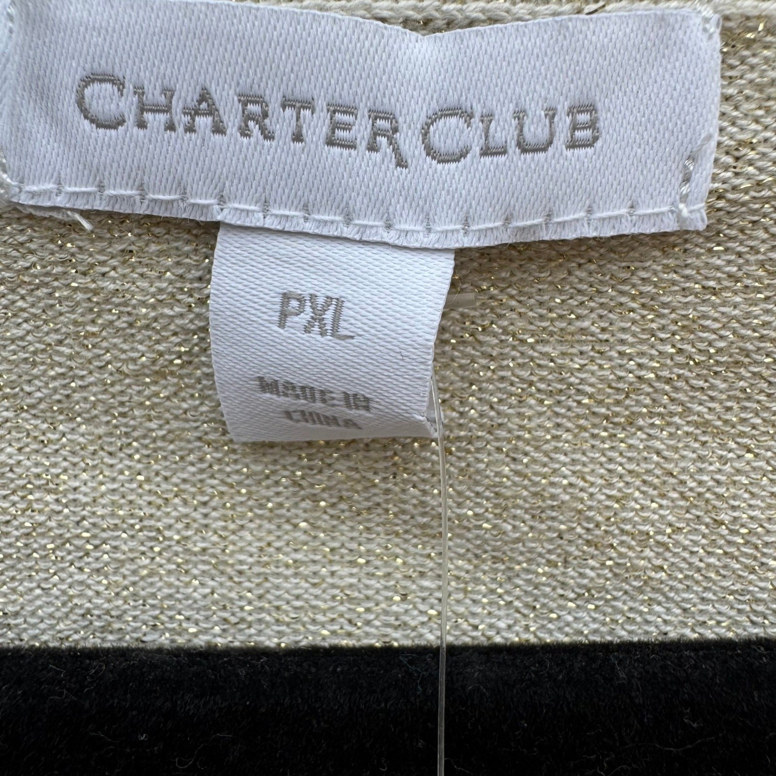 Charter Club Gold Dust Metallic Party Knit Cardigan Sweater PXL Shimmer NEW Tags