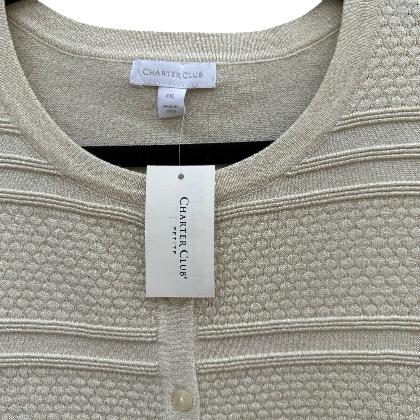 Charter Club Gold Dust Metallic Party Knit Cardigan Sweater PXL Shimmer NEW Tags